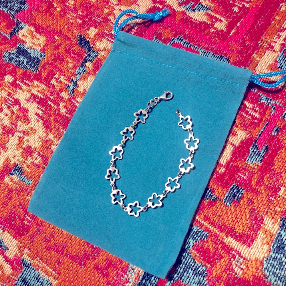 Sterling silver star flower bracelet